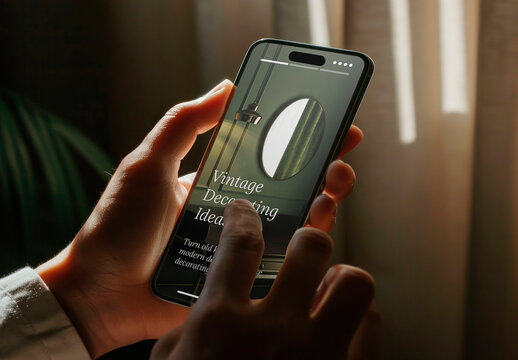 Person Using Phone Mockup With Generative AI