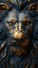 3d rendered logo of a lion illustrated on black background made with generative AI