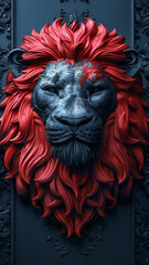 3d rendered logo of a lion illustrated on black background made with generative AI