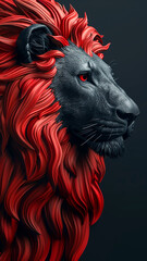 3d rendered logo of a lion illustrated on black background made with generative AI