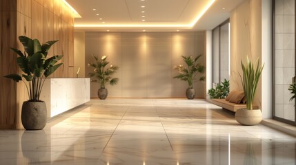 Fototapeta premium Luxurious Interior Lobby With Green Plants