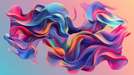A surreal abstract design featuring fluid, intertwined shapes and vibrant colors, symbolizing innovation and creativity, on a smooth gradient background.