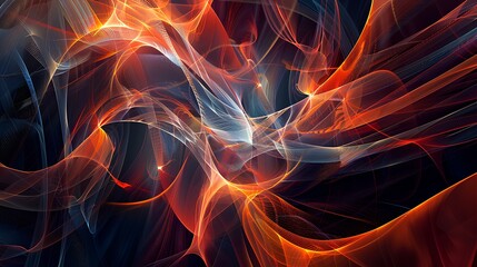 Obraz premium An abstract digital artwork with geometric patterns and luminous lines, creating a sense of futuristic innovation and dynamic movement.