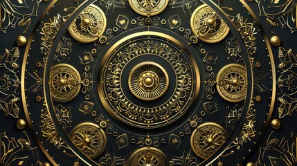 Obraz premium Ornamental Mandala Design with Gold Patterns and Geometric Elements