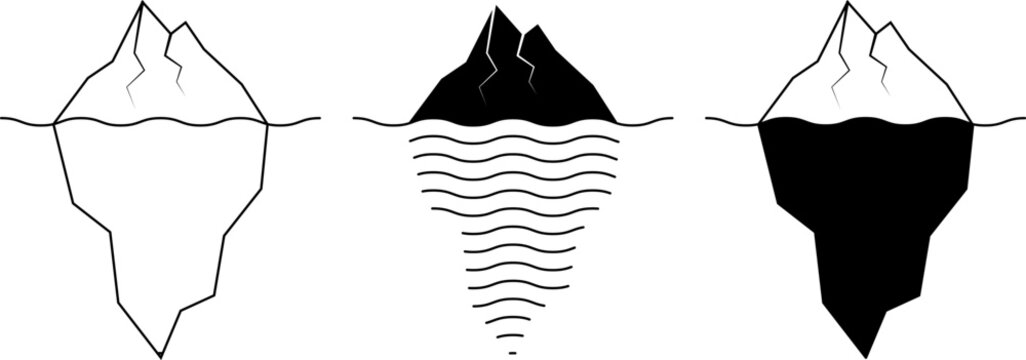 outline silhouette iceberg icon set