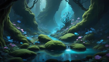 Fototapeta premium magical forest city from the future