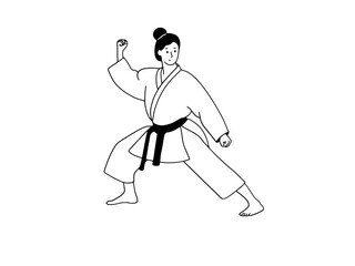 Young woman doing karate