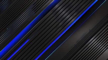 Dark grey black abstract background with blue glowing lines design for social media post, business, advertising event. Modern technology innovation concept background