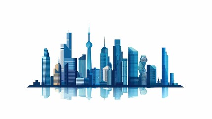 Obraz premium Modern city skyline with impressive skyscrapers and tall buildings in the background, representing urban travel and business opportunities