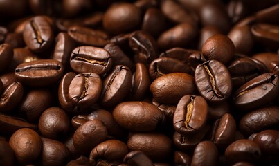 Naklejka premium Background closeup: coffee beans
