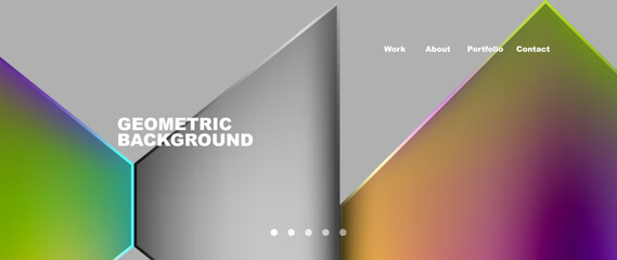 Metal triangles with colorful bright triangles. Geometric modern minimalist design template