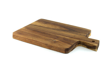 Wooden cutting board with a handle isolated on a white background