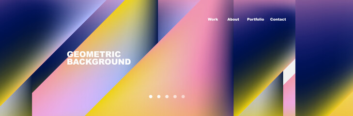 Colorful fluid gradient triangles and squares web site template. Vector Illustration For Wallpaper, Banner, Background, Card, Book Illustration, landing page