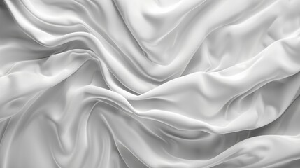 Obraz premium Smooth, flowing white silk fabric with intricate folds.