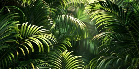 Green Botanical Scene with Tree Branches