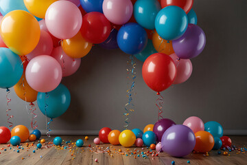 frame with balloons decoration for invitation or happy birthday moment