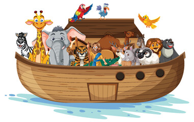 Obraz premium Various animals together on a boat