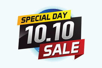 10.10 Special day sale word concept vector illustration with ribbon and 3d style for use landing page, template, ui, web, mobile app, poster, banner, flyer, background, gift card, coupon

