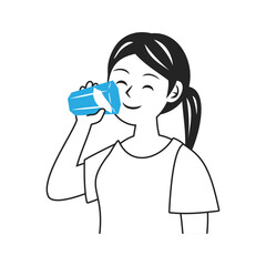 コップに入った水を飲む女性。シンプルなベクターイラスト。
Woman drinking water from a glass. Simple vector illustration.