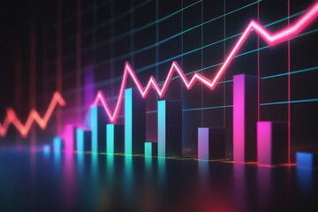 Stock market 3D graph background. Global Stock market futuristic graph design concept. Cryptocurrency background. AI generated