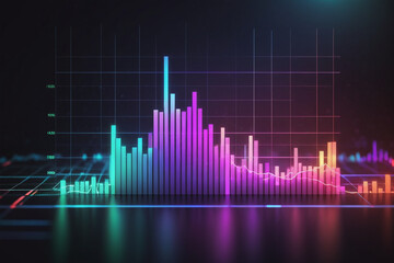 Stock market 3D graph background. Global Stock market futuristic graph design concept. Cryptocurrency background. AI generated