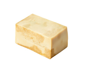 Closeup of a handmade bar of soap with natural ingredients, ideal for skincare and organic beauty routines.