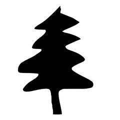 sketch of a tree silhouette icon with different types and shapes