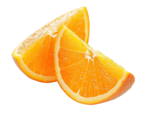Fresh orange slices on white background. Perfect for food, health, and lifestyle concepts. High-resolution and vibrant color.