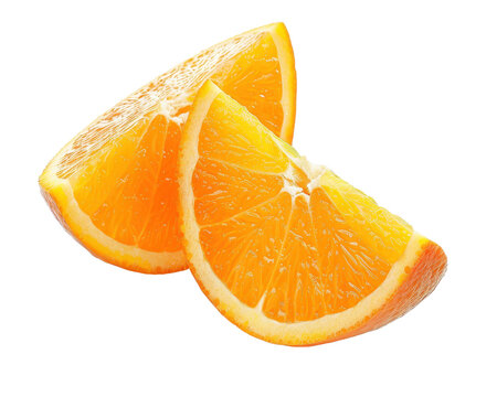 Fresh orange slices on white background. Perfect for food, health, and lifestyle concepts. High-resolution and vibrant color.