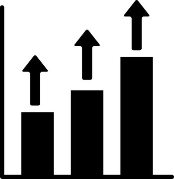 Profit bar chart and arrows