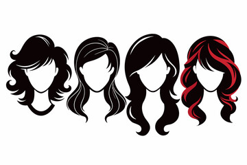 woman hair silhouettes vector illustration