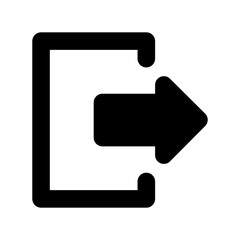 Fototapeta premium Out exit door log out ui black solid icon