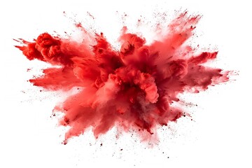 An isolated red color explosion on a white backdrop. Generative Ai