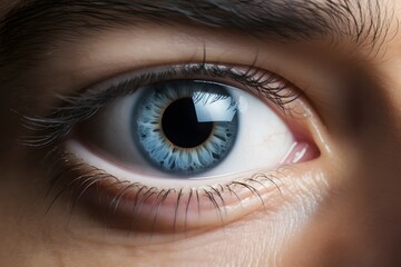 Fototapeta premium Close-up, female blue eye (can be used in various applications)