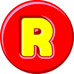 3D Button Circle Letter Alphabet Vector Element