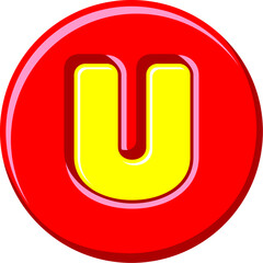 3D Button Circle Letter Alphabet Vector Element