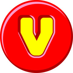 3D Button Circle Letter Alphabet Vector Element