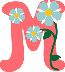 Flower Letter Alphabet Vector Element