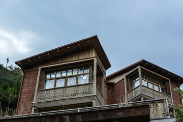 the  wooden balconies of brick houses in old part of Tbilisi