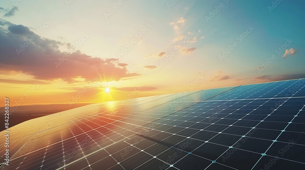 Poster solar panel photovoltaic alternative electricity source concept of sustainable resources : generativ