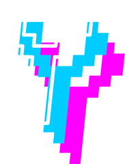 3D Futuristic Pixel Letter Alphabet Vector Element Y