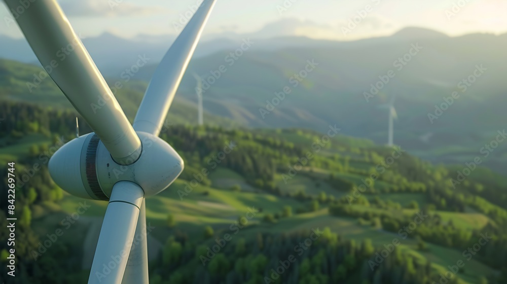 Poster selective focus on wind farm wind energy wind power sustainable renewable energy wind turbines gener