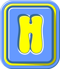 Square Button Letter Alphabet Vector Element H