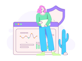 Business network security character flat vector concept operation hand drawn illustration
