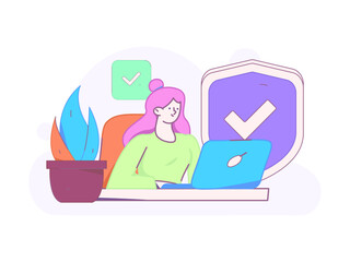 Business network security character flat vector concept operation hand drawn illustration
