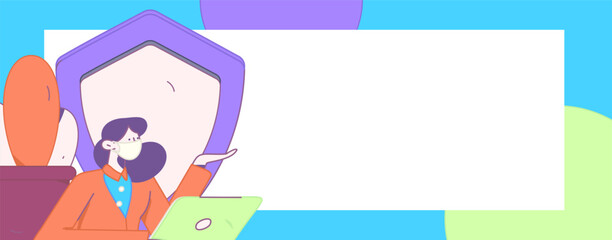 Business network security character flat vector concept operation hand drawn illustration
