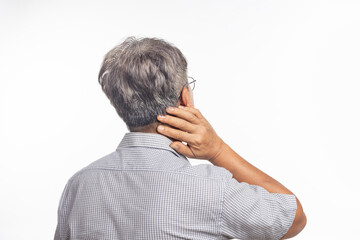Fototapeta premium Senior man neck pain because of Cervical Spondylosis disease.