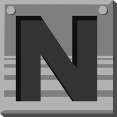 Iron Plate Letter Alphabet Vector Element 