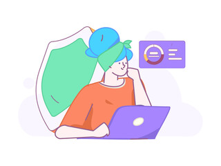 Business network security character flat vector concept operation hand drawn illustration
