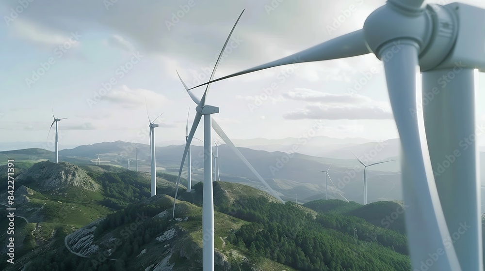 Aufkleber selective focus on wind farm wind energy wind power sustainable renewable energy wind turbines gener